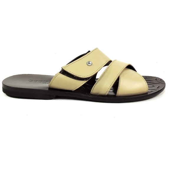 GOODMAN ?? MEN\'S SOFT BEIGE LEATHER COMFORT SUMMER FLAT SANDALS main image 5